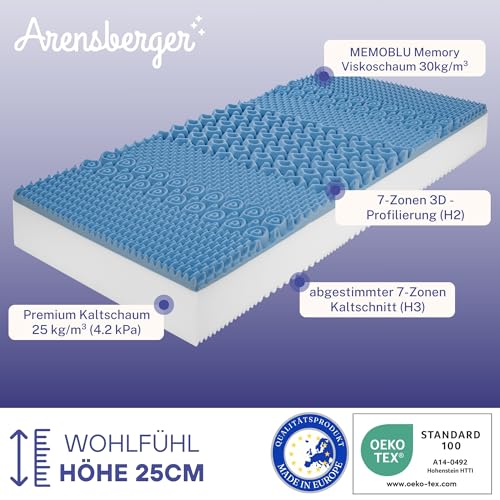 Arensberger Relaxx Matratze 120×200 cm mit Kaltschaum und 3D Memory Schaum