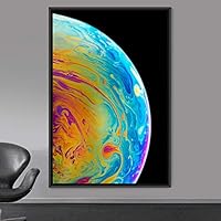 Framed Canvas Wall Art Planet Astronomy & Space Bedroom Colorful Contemporary Moon Multicolor Photography - 16x24 inches