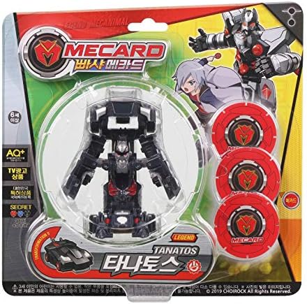 Pasha Mecard Legend TANATOS Mecanimal Transforming Car Toy Black Color Shooting Pop Up on Card (Single Product)