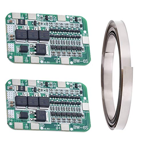 Youmile 2PCS 6S 15A 24V Placa de protección de batería de Litio 18650 Módulo de Cargador BMS Placa de protección de PCB para celda de batería de Litio de Iones de Litio con Tira de níquel