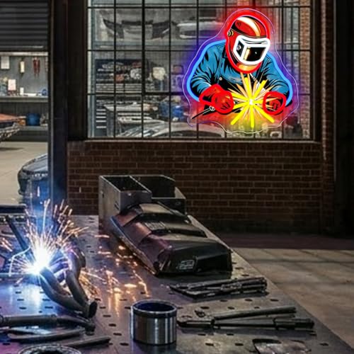 Welding Neon Sign Welder LED Neon Light Welding Accessories Decor Sign USB Powered, for Garage Game Room Bedroom Men Cave Party(12.9 * 11.8 In) by Gippro - Used condition - Image 4