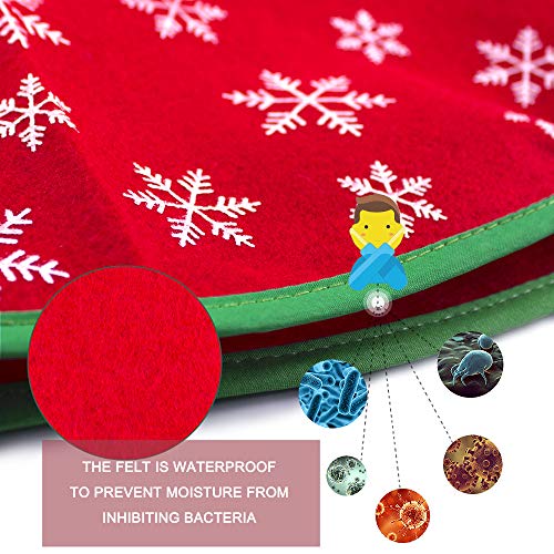 Red Tree Skirt Large Xmas Tree Skirt With White Snowman And Snowflake Design Round Indoor Outdoor Mat For Party Holiday Decorations(40 Inches) #TOP4