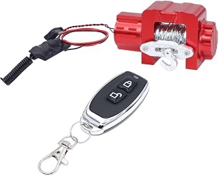RC Crawler Winch 1/18 Scale Metal Simulation Winch System with Wireless Remote Compatible with 1/18 Scale Crawler Cars(Red)
