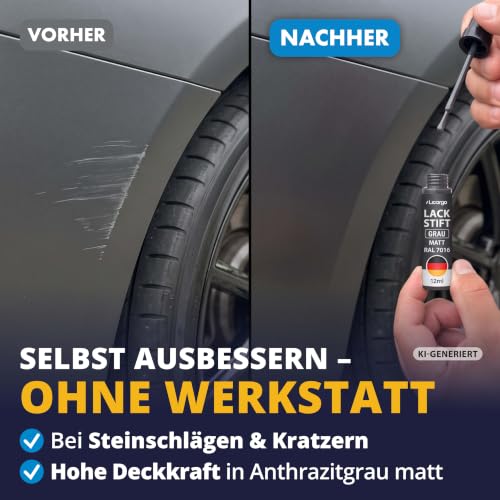 LICARGO Lackstift Anthrazit Grau Matt RAL 7016 – Präziser Pinsel für kleine Kratzer & Steinschläge – Hohe Deckkraft, schnelle Trocknung… – Ansicht 2