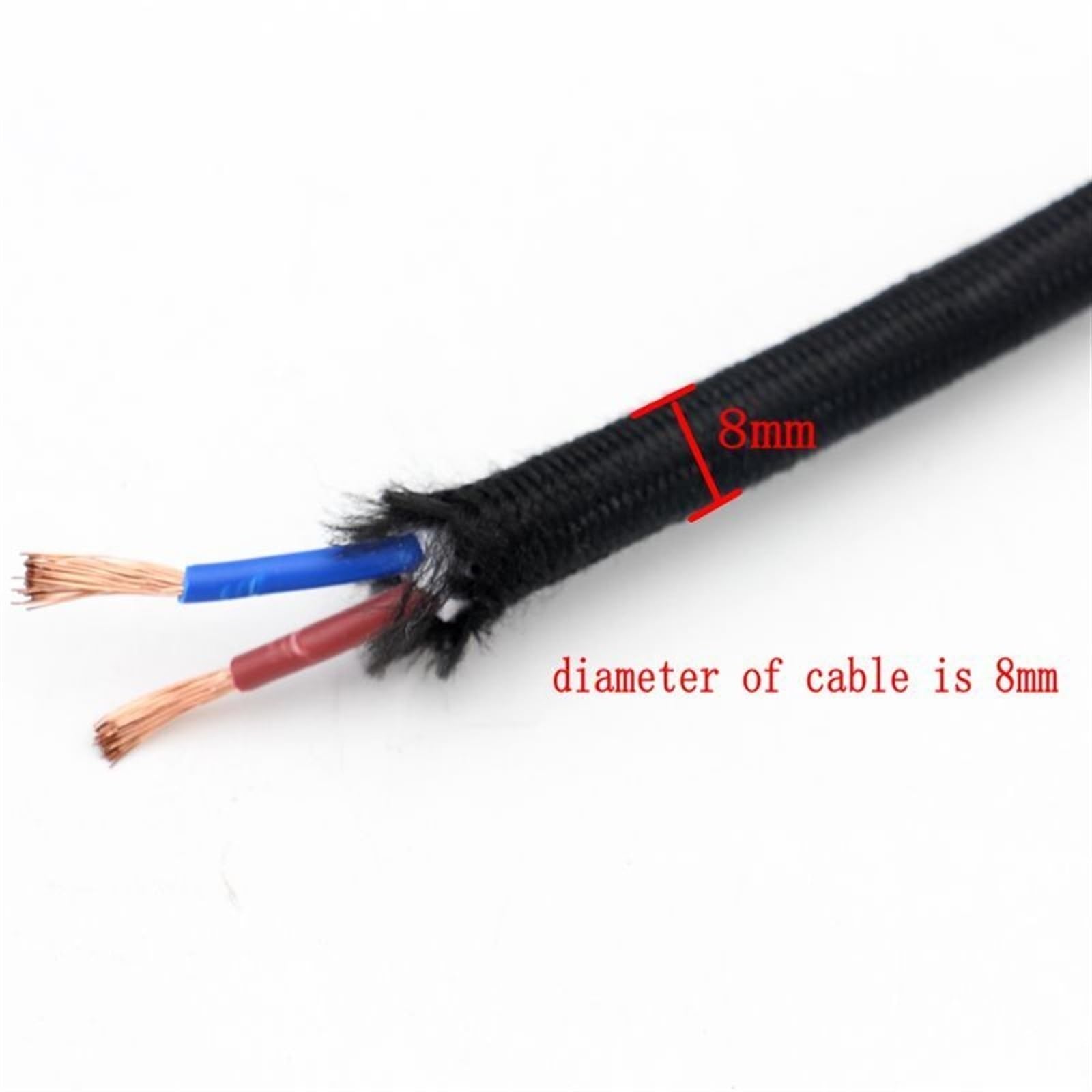 Tissu tricoté Câble torsadé, Câbles d'alimentation souples gainés de tissu, 2/3 conducteurs, 1,5 mm², 300 V, 1-10 m(2 x1.5mm2,10meter)