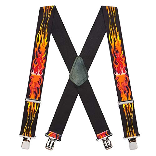 SuspenderStore Men s Orange Flames Suspenders - 2 Inch Wide Clip
