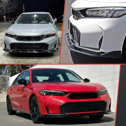 AUVIZAR Front Bumper Lip for 2025-2026 Honda Civic Sedan Hatchback LX Sport Si Sport Touring Hybrid, Gloss Black ABS 3PCS Front Splitter Chin Spoiler by Auvizar - Used condition - Image 5