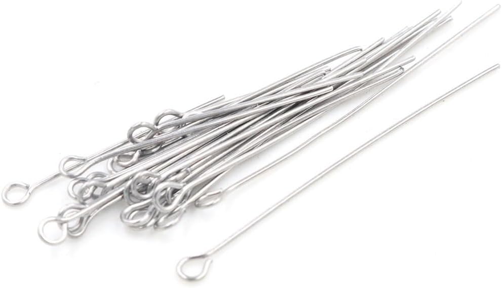 100pcs 20 30 35 40 50 Mm Stainless Steel Eye Pins Findings Eye Head Pins for Making DIY Supplies Accessories(60mm)