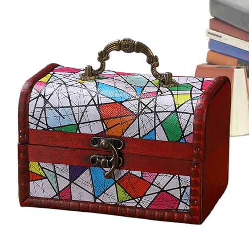 Byuexhp Caja De Madera Con Tapa - Caja Rústica Pintada Con Cierre - Cajas De Joyería Para Mujeres | Para Dormitorio, Vestidor, Salón, Juguetes, Terraza, Colección,