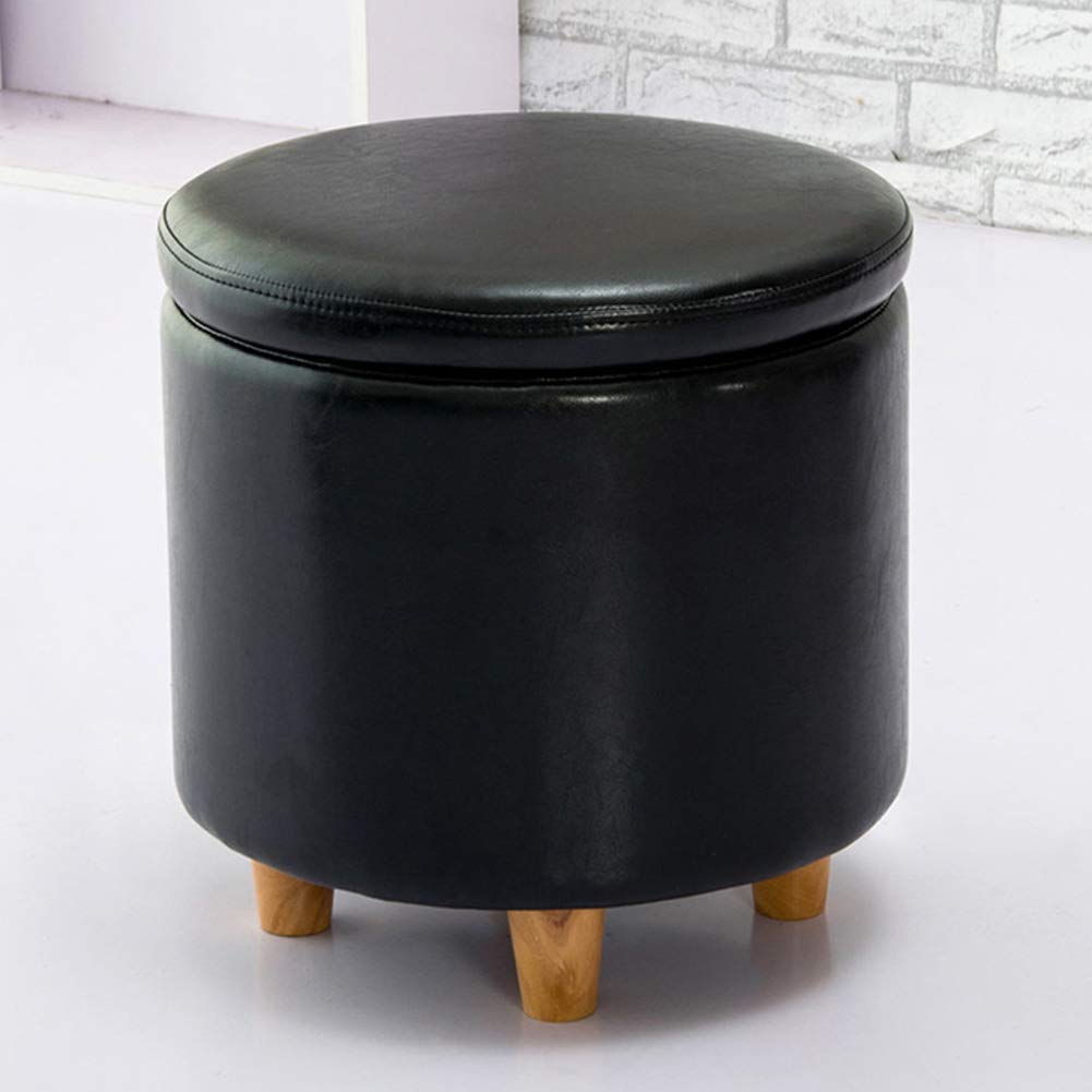 Banc pouf de rangement en cuir premium avec couvercle robuste 42x42 cm
