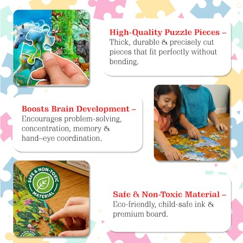 Image of Castle Jigsaw Puzzles for Kids and Childrens - Realistic Illustration Challenging Brain Booster Gifts, Fun and Creative Fun Game - Ages 5+ (500 Pcs) (Unicorn + Animal)