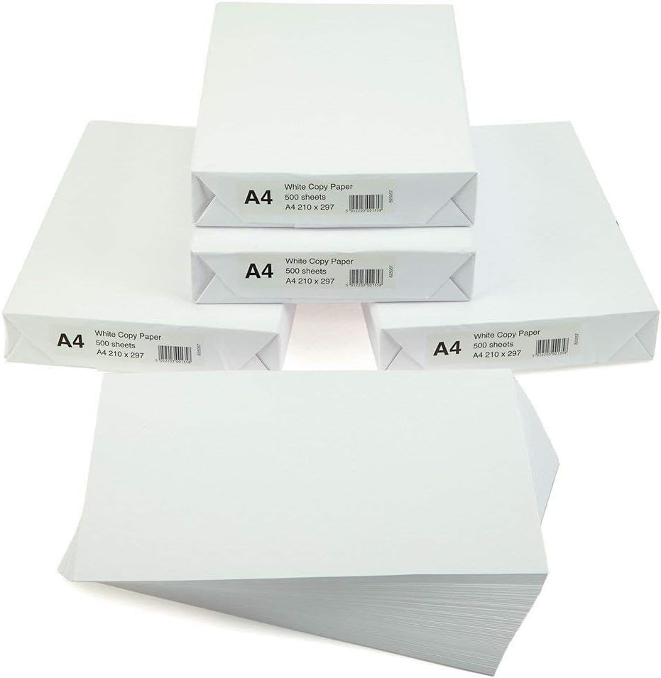 A4 White Printing Papers - 75 GSM - 2500 Sheets Multifunction Laser Inkjet Printing Paper Premium Essential Stationary Supply Home, Office, School - Pack of 5 Ream (2500 Sheets), White