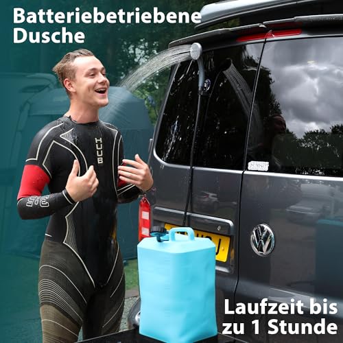 Colapz Elektrische Campingdusche mit Akku & 15L Wassertank – Tragbare Außendusche bis 42°C Warmwasser – Mobile Dusche für Wohnmobil, Van, Outdoor Reisen, Festival, Wandern & Garten