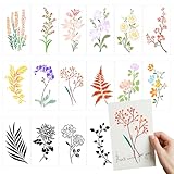 Variété de Motifs Floraux: Ce set comprend 16 Pochoirs de plantes avec divers modèles de pochoir fleur et de feuilles, idéal pour les projets DIY et les créations artistiques. Ces pochoirs vous aident à ajouter facilement des motifs naturels aux albums, cartes et autres articles artisanaux