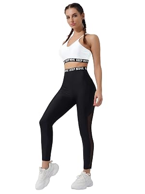 Women 2Ps Sportsuit Pure Color Letters Printed Tracksuit Bras Tops and Pants Set for Gym Yoga