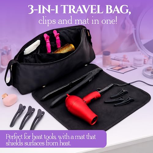 Bolso de viaje para herramientas de cabello y tapete resistente al calor miniatura 6