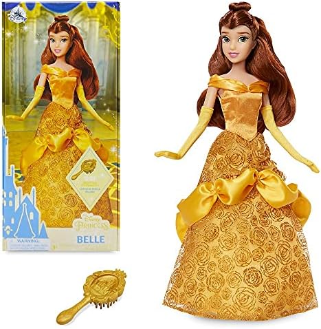 Disney Store Official Princess Belle Classic Doll for Kids, Beauty and The Beast, 11½ Inches, Includes Evening Gloves, Brush, Fully Posable Toy in Glittering Outfit - Suitable for Ages 3+ Toy Figure
