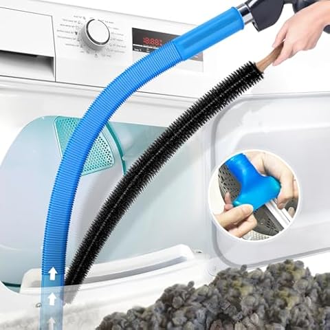 PetOde 2 Pieces Dryer Vent Cleaner Kit Compatible with All Vacuum Cleaner, Dryer Lint Brush and Vacuum Hose Attachment with Stretch Universal Connector, Quickly Lint Remover Cover