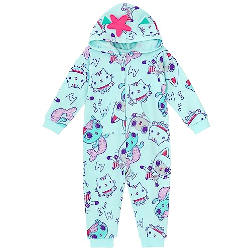 Dreamworks Gabby's Dollhouse Pandy Paws Cakey Cat MerCat Girls Fleece Zip Up Coverall Toddler to Little Kid