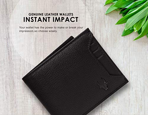 Image of WildHorn Old River Genuine Mens Leather Wallet (Black, Free Size)