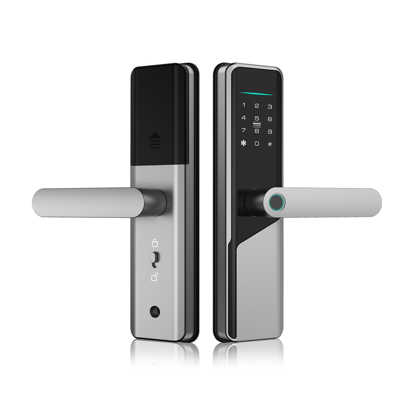 Serrure de porte intelligente, avec empreinte digitale et mot de passe pour porte de 60 à 90 mm, clavier avec poignée, clé, carte IC, prise en charge de l'application ttlock App Remote Control
