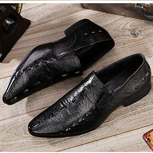 Casual Business Oxford for Men Formal ShoesGenuine Leather Slip On Low Top Pointed Toe Block Heel Easy Care Men's Leather Shoes4