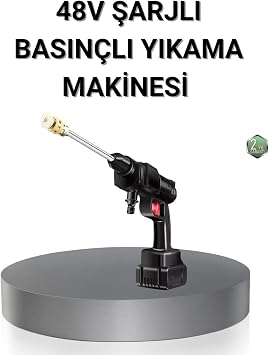 Kablosuz Bas n l  Y kama Makinesi   48V G l  Motor, 2 Pil ve K p k Hazneli