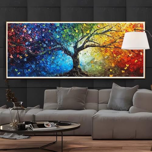 Peinture Diamant Arbre de vie grand format aux strass ronds scintillants