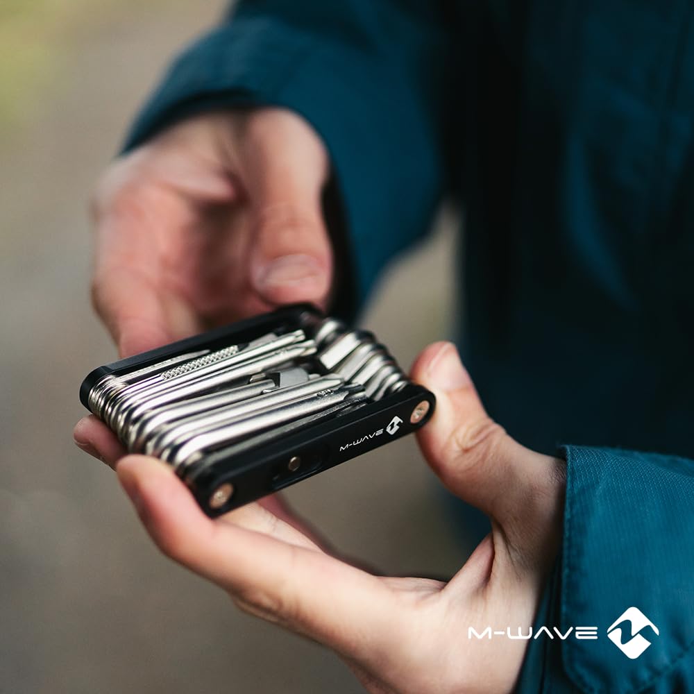 M-Wave Fahrrad Multitool, 21 in 1, CrV-Stahl, CO2-Adapter, Kettennieter, Speichenschlüssel, POCKET F21
