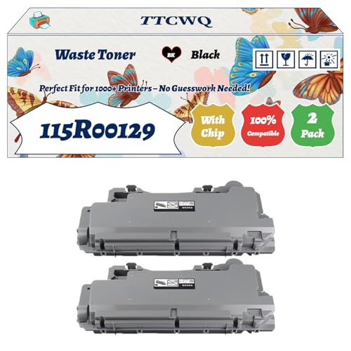 Image of Compatible for Xerox 115R00129 Waste Toner Container Work for Xerox C7000DN C7000N C7020 C7025 C7030 Printers, with Chip, High Yield 31200 Pages, High-Definition Printing (2-Pack Black)