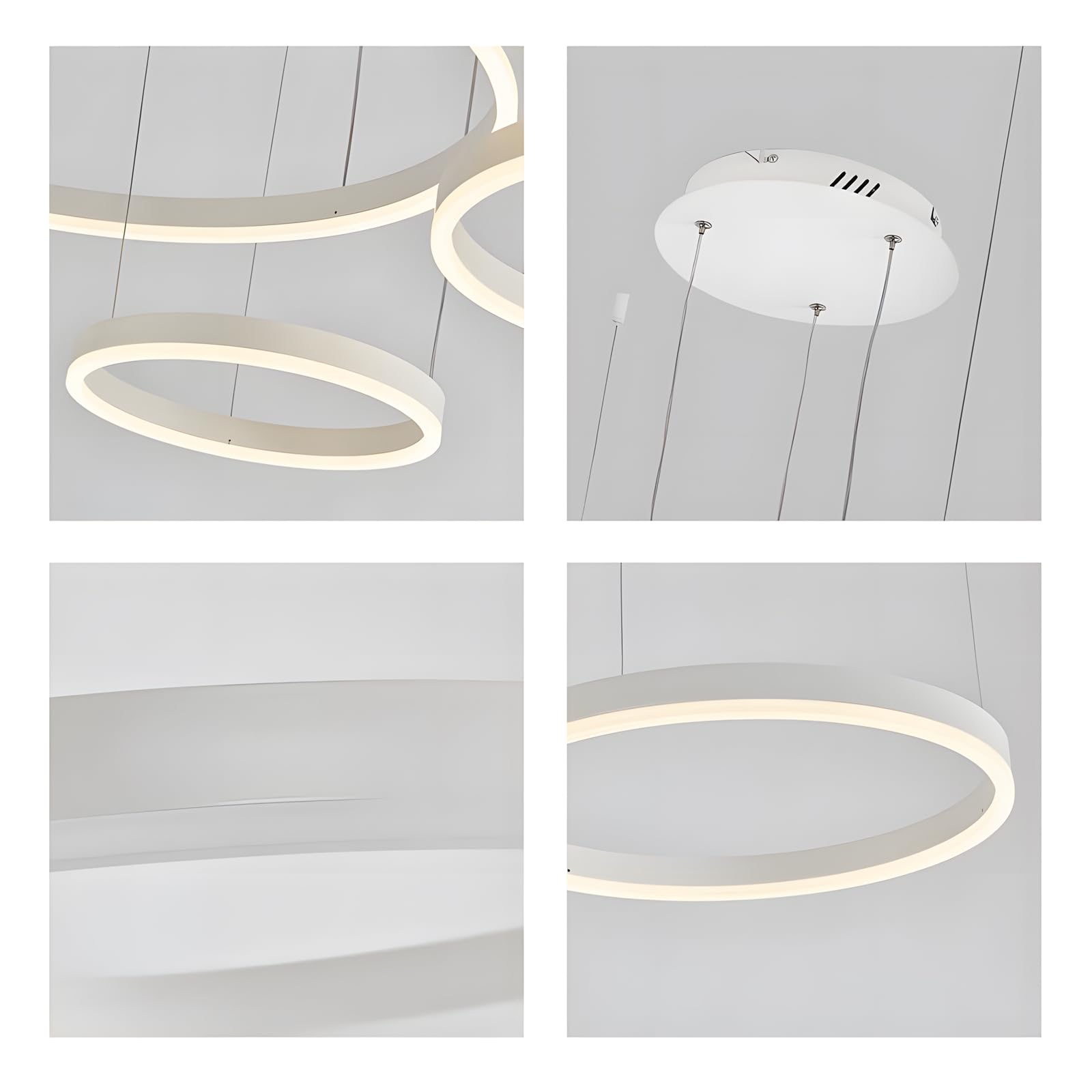 Lámpara LED Metal | 3 Círculos 40+60+80cm | 90W Lámpara Colgante Techo Anillos, Control Remoto Regulable 3000-6000 K, Lámpara Colgante Pantalla Acrílica Sala Dormitorio Vestíbulo【Blanco】