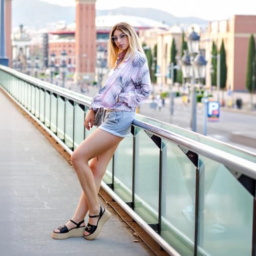 Lryweisy Espadrilles Wedge Sandals Comfortable Women Platform Sandals with Ankle Strap Dressy Summer Shoes3