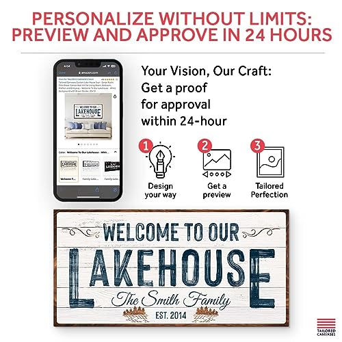 Tailoredcanvasescustomlakehousesignlargerusticprintdecorcanvaswallartforlivingroombedroomkitchenandentrywaywelcometoourlakehousewhitebackgroundwithbrownborder20x10  Urban Country Home Decor Tailored canvases custom lake house sign large rustic print decor canvas wall art for living room bedroom kitchen and entryway welcome to our lakehouse white background with brown border 20×10  urban country home decor