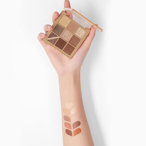 Miniatura 5 de Paleta de sombras de ojos, 9 colores naturales de larga duración en mate, brillo, sombra de ojos brillantes, sombras cálidas de alta pigmentación