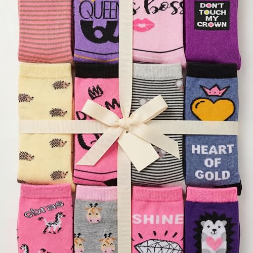 Image of Tipi Toe Women's Fun Patterned Dress Socks, 12-Pack Lightweight Colorful Crew Socks, Casual Novelty Assorted Designs