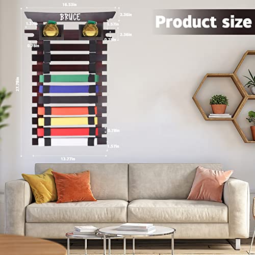 Ihel Karate Belt Display Rack 10/12 Belt - Taekwondo Belt Display, Personalize With Stickers And Medal Display Case For Bjj, Jiu Jitsu, Tkd, Martial… (Pine Wood-10) #TOP2