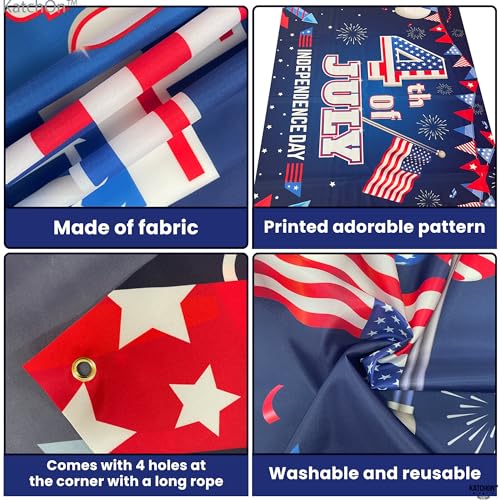 Image of KatchOn, 4th of July Backdrop - 72x44 Inch | XtraLarge Banner for Patriotic Home Decor,Independence Day and Memorial Day Decorations | 4th of July Decorations