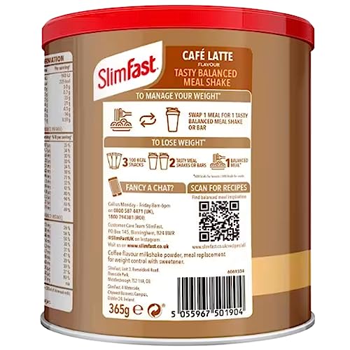 Meal Replacement SlimFast Meal Shake Powder Cafe Latte 10 Servings 365g ...