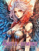 Anime Angels & Demons: Manga Coloring Book For Adults (Manga Coloring Books for Adults) B0C6C16V8X Book Cover