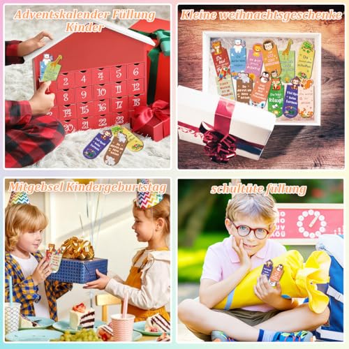 Magnetische Lesezeichen Kinder mit Mutmacher Sprüchen, Kleine Geschenke für Adventskalender Kinder, Weihnachtsgeschenke Kleinigkeiten Wichtelgeschenke Kinder, Mitgebsel Kindergeburtstag Gastgeschenke