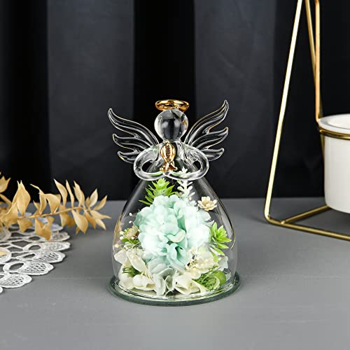 Kmulin Valentines Day Flower Gifts For Her, Birthday Gifts For Women Roses In Glass Angel Figurines, Best Friend Angel Gifts For Wedding Mother's Day #TOP2