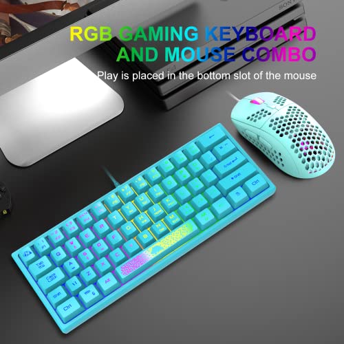 60% Gaming Keyboard And Mouse Combo Samll Mini Rgb Backlight Mechanical Feeling And Mechanical Rgb Honeycomb Optical Mouse,Gaming Mouse Pad For Gamers And Typists #TOP2