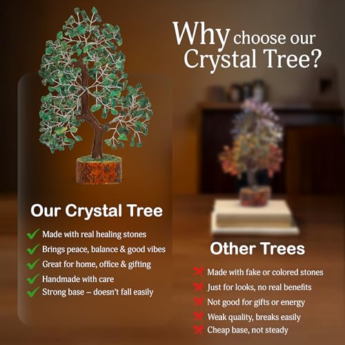 YATSKIA Green Aventurine - Crystal Tree, Chakra Tree of Life, Healing Crystal, Fungshui Decor, Positive Energy Gift for Women