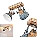 Produktbild Deckenleuchte Orny, Deckenlampe aus Metall/Holz in Grau/Weiß/Braun, 2-flammig, mit verstellbaren Strahlern, 2 x E27-Fassung max. 60 Watt, Spot im Retro/Vintage Design, für LED Leuchtmittel geeignet