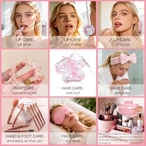 Image of 27 Pcs Spa Day Gifts Basket for Women, Camellia & magnolia Bath and Body Gift, Facial Skin Care Set, Self Care Pampering Kit, Face Serum, Lip Care, Home Spa, Birthday, Mother Day, Bridal Shower
