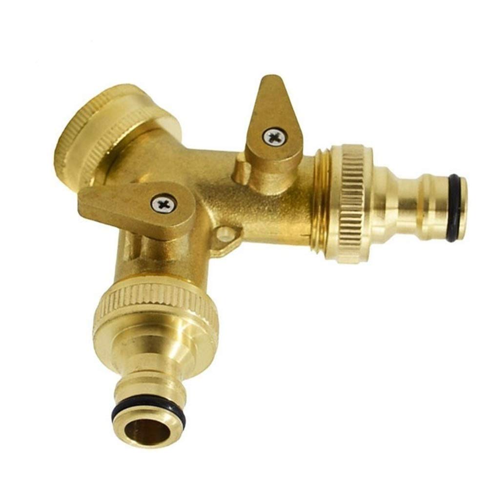 Control Valve, Hose Fitting, Brass Garden Tap 2 Way Tap Irrigation Valve Hose Pipe Splitter, Quick Connector Female Thread G3/4 1pcs