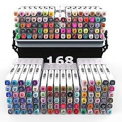 AITUSHA Coloring Markers Set for Adults with Standing Base, 168 Colors Dual Tip Permanent Art Pens with Travel Case for… AITUSHA Coloring Markers Set for Adults with Standing Base, 168 Colors Dual Tip Permanent Art Pens with Travel Case for…