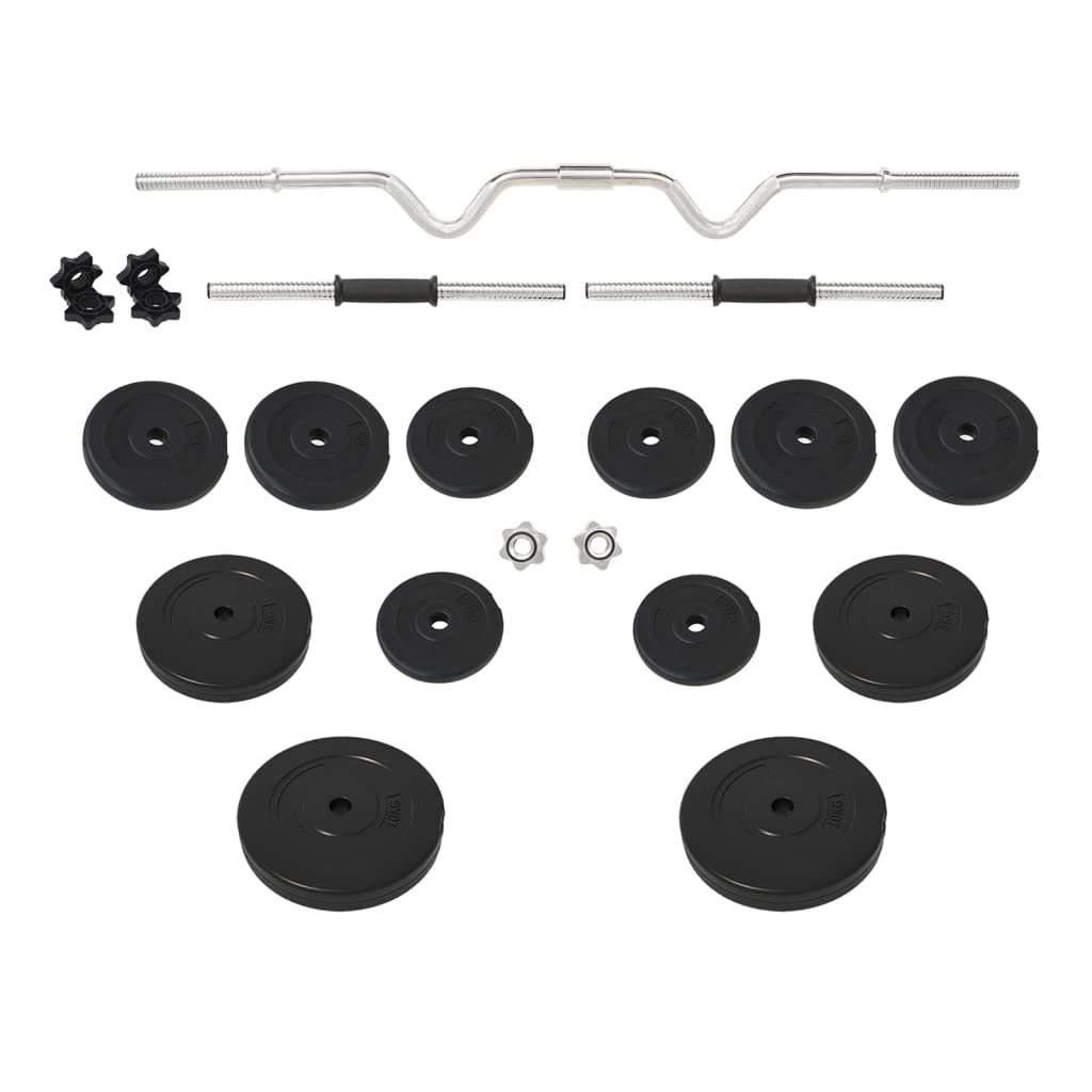vidaXL Juego de barras y mancuernas con discos 60 kg