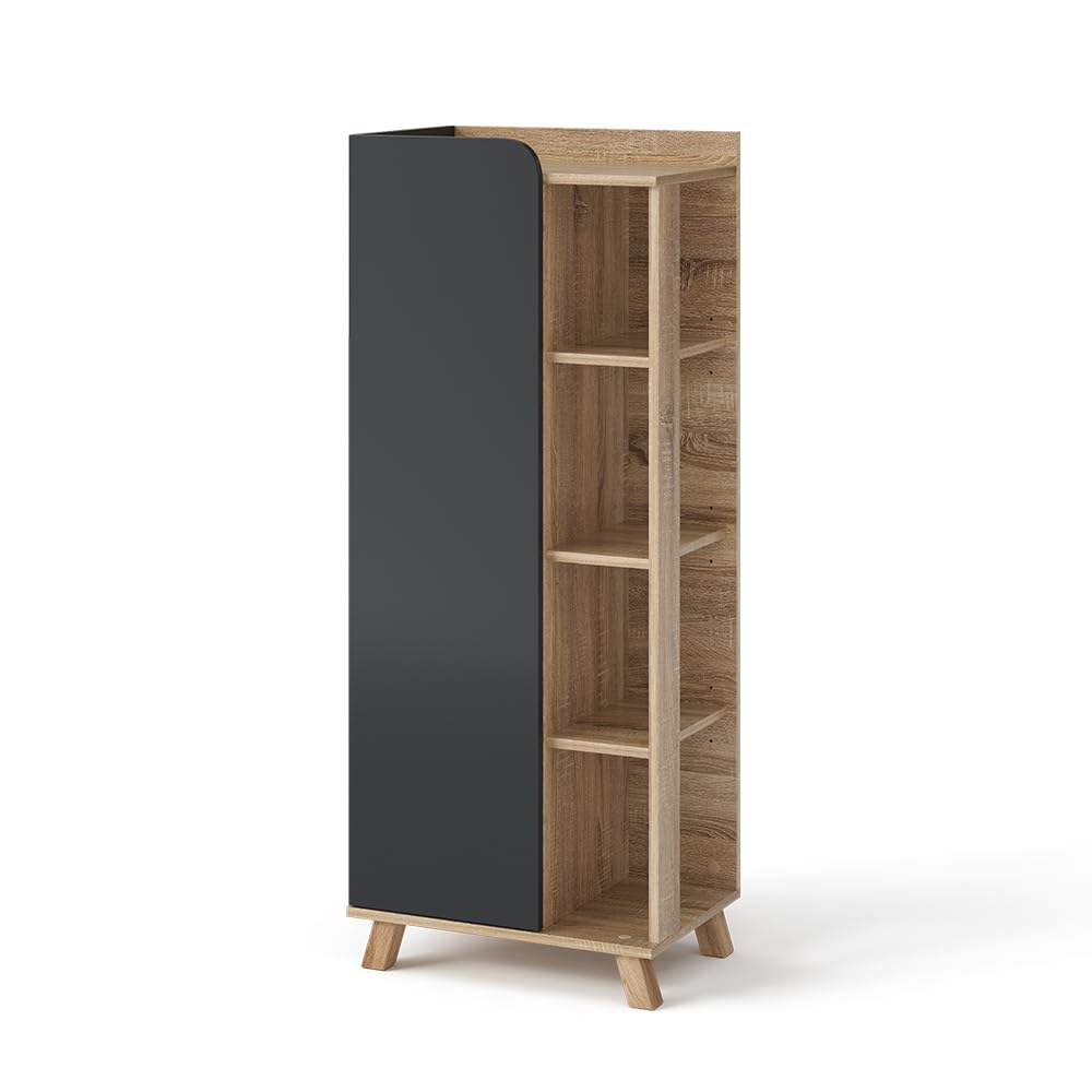 Vicco Mueble Midi Karen, Sonoma/Antracita, 50 x 128 cm con Puerta y Compartimentos Abiertos, para Guardar artículos de baño y Toallas