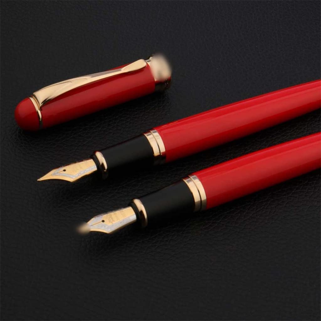 Penna stilografica cinese rosso dorato elegante Fude Calligrafia Business Office School Forniture Scrittura